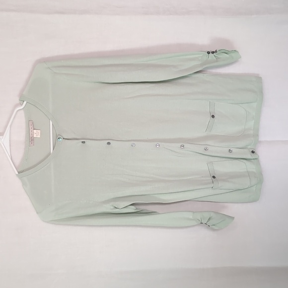 Belford Mint Green Pima Cotton Buttoned Cardigan Size Small - Picture 1 of 4